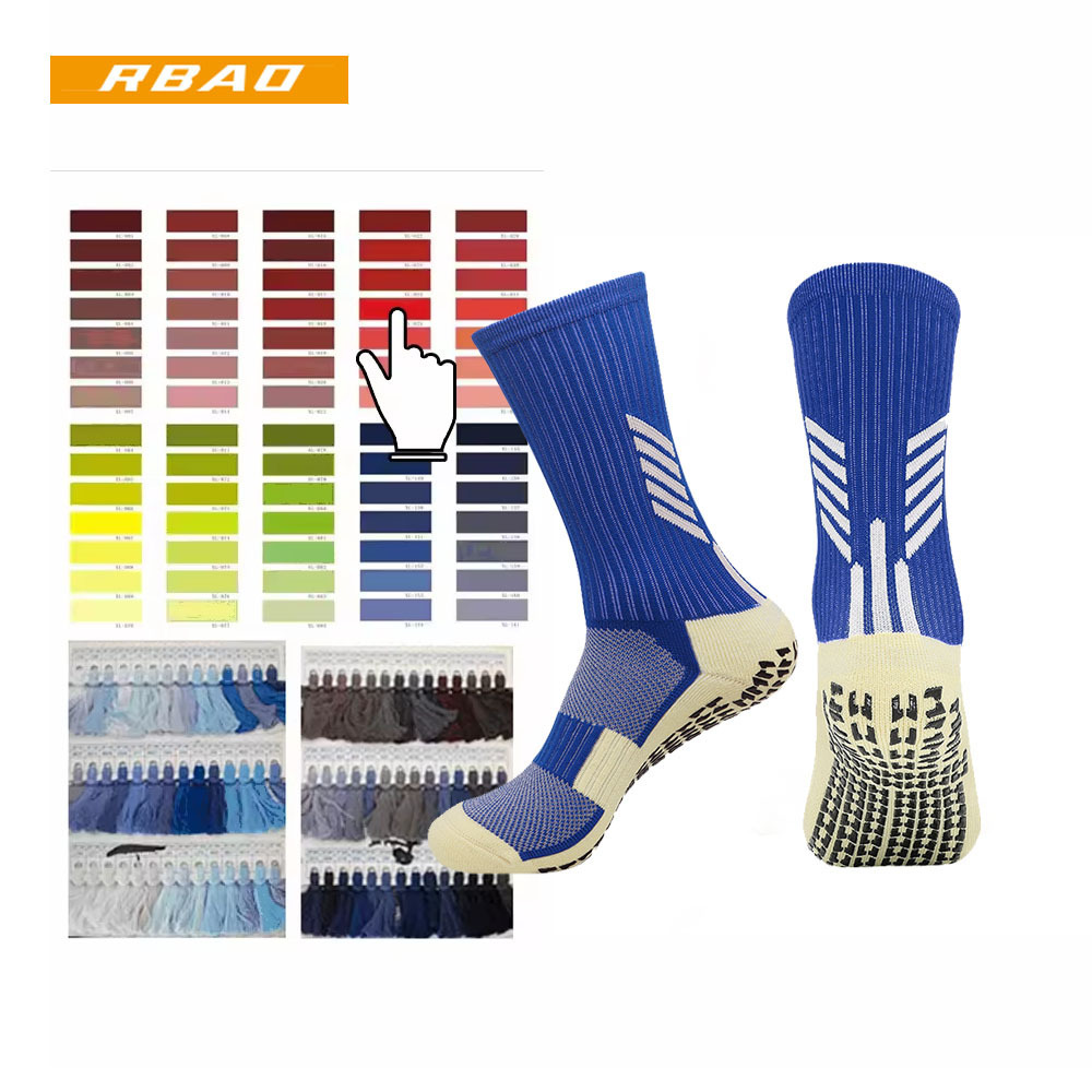 R-bao High Quality Professional Men Sport Soccer Socks Non-slip Wear-resistant Long Tube Grip Anti Slip Football Socks