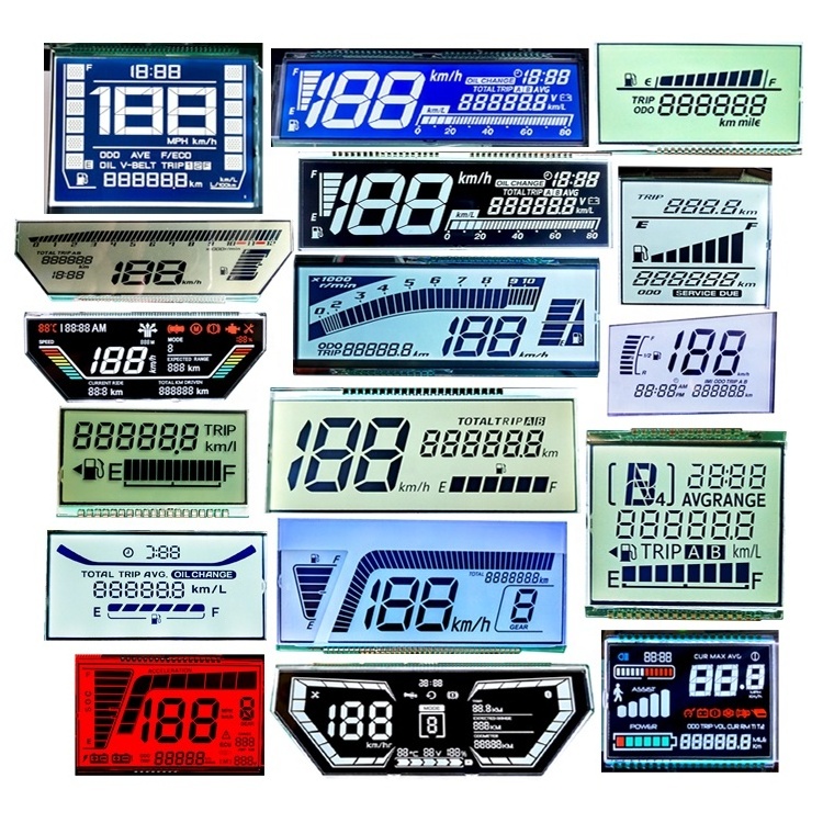 Custom Shape VA STN TN HTN LCD Display Module Glass Motorcycle Segment Speedometer LCD Display for Speedometer