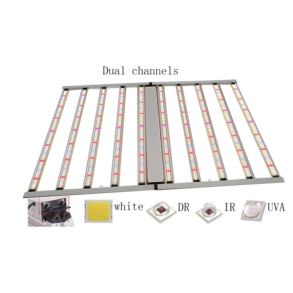 Dual channel 10bars Samsung efficacy umol led bar full spectrum fixture led grow light 1000w UV IR DR for indoor plants