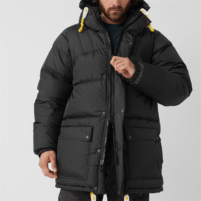 Winter custom Outdoor Warm Cloth Windproof Zipper Bubble Pockets Hooded Custom Logo Men Puffer Jacket