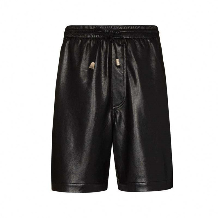 2023 OEM Factory Wholesale Casual Solid Men's Sports Leather Shorts Men With Pockets