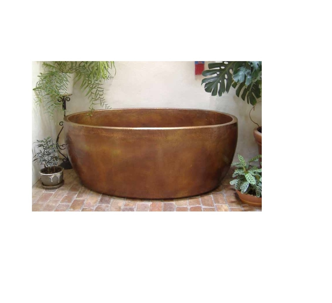 copper shiny finished inside and outside luxury green patina finished free standing copper bath tub at best price