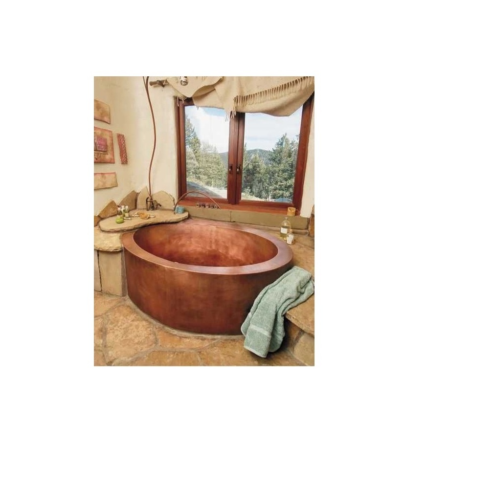 copper shiny finished inside and outside luxury green patina finished free standing copper bath tub at best price