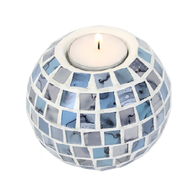 Mosaic Candle Holders Votive Holder Mosaic Handicraft Glass Votive Tea Light Candle Holder for Home With Clear Glass