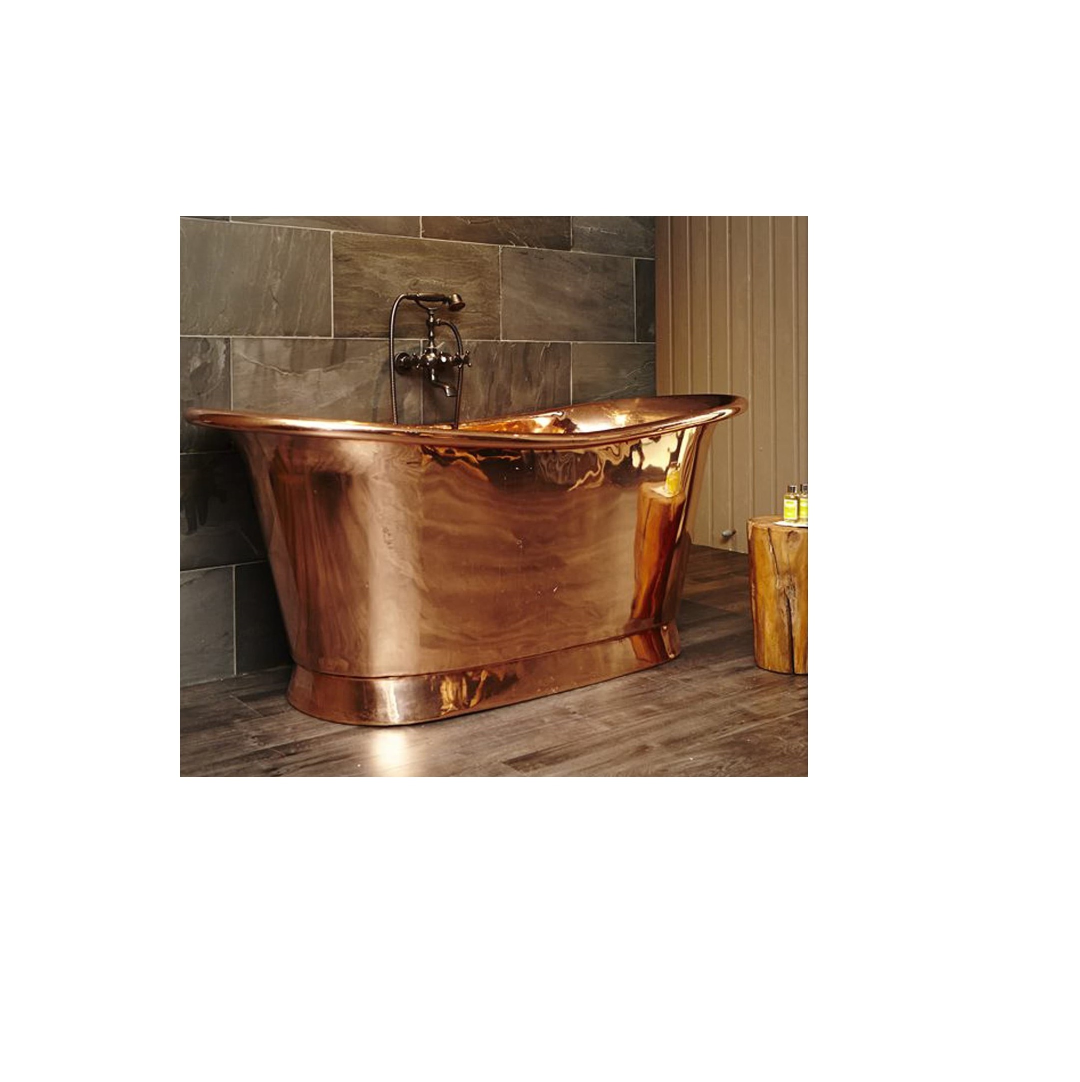 copper shiny finished inside and outside luxury green patina finished free standing copper bath tub at best price