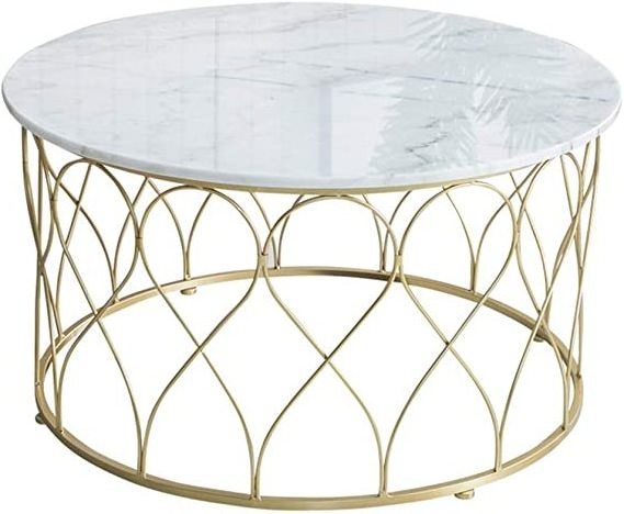 Small-White-Coffee-Table-With-Geometric-Metal-Base-Affordable-Cheap For Livivng Room Temepeted Glass Top Metal Furniture