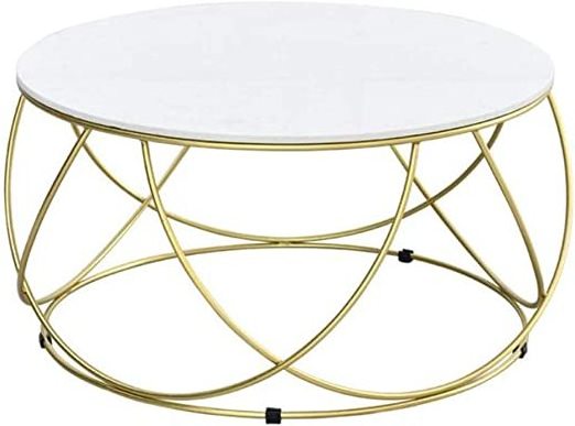 Small-White-Coffee-Table-With-Geometric-Metal-Base-Affordable-Cheap For Livivng Room Temepeted Glass Top Metal Furniture