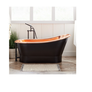 copper shiny finished inside and outside luxury green patina finished free standing copper bath tub at best price