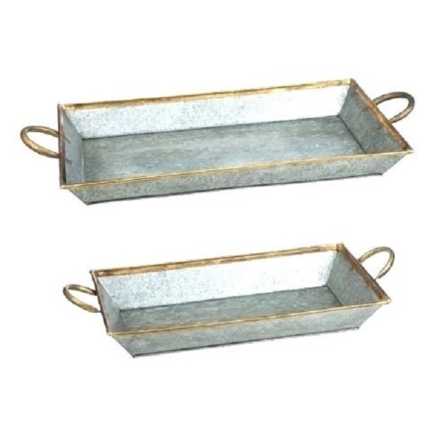 Best Selling Rectangular Copper Metal Trays With Shiny Polish Design In Small Size For Water Serving Purpose