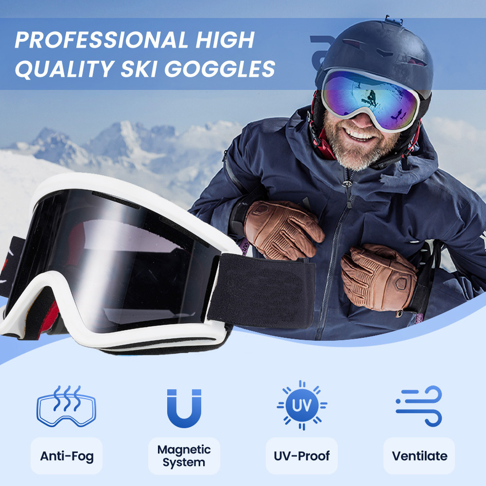 Windproof Ski Goggles UV400 Snow Blind Double Anti Fog Adjustable Belt Ski Goggles For Men Women Sports Skiing