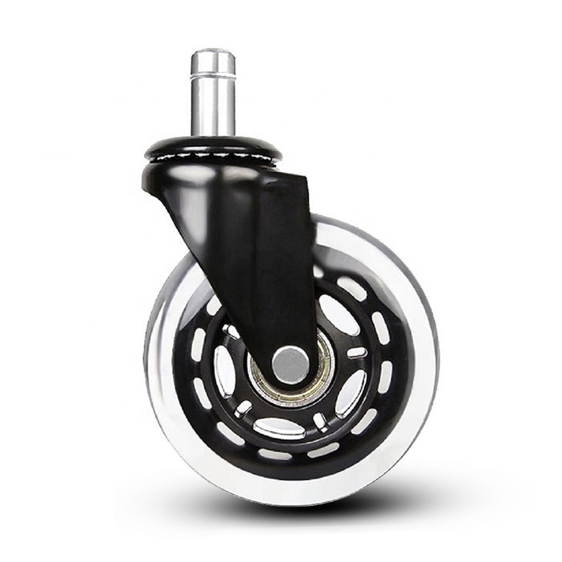 3 Inch 75mm Furniture Caster Wheel 2.5 inch 63mm Transparent Wheels swivel stem PU trolly industrial office chair castor