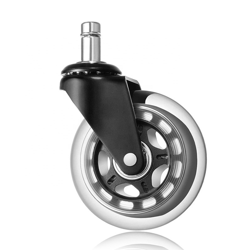 3 Inch 75mm Furniture Caster Wheel 2.5 inch 63mm Transparent Wheels swivel stem PU trolly industrial office chair castor