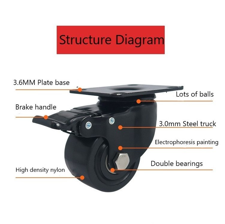 Factory sale 4castors heavy Equipment height adjustable castors aluminum retractable caster wheels with brake