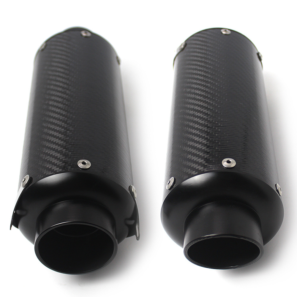 RACEPRO CNC Machined End Cap Motorcycle Carbon Fiber Exhaust Pipe Muffler Universal