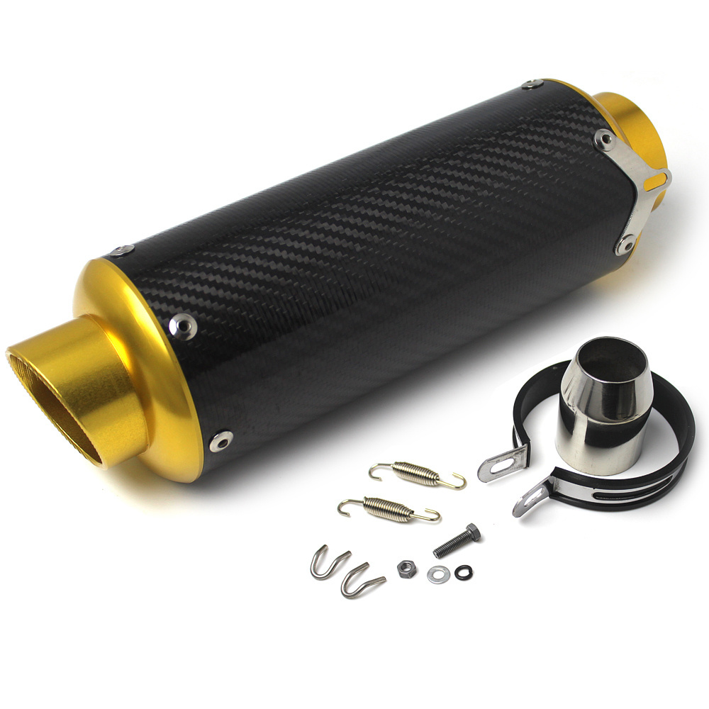 RACEPRO CNC Machined End Cap Motorcycle Carbon Fiber Exhaust Pipe Muffler Universal