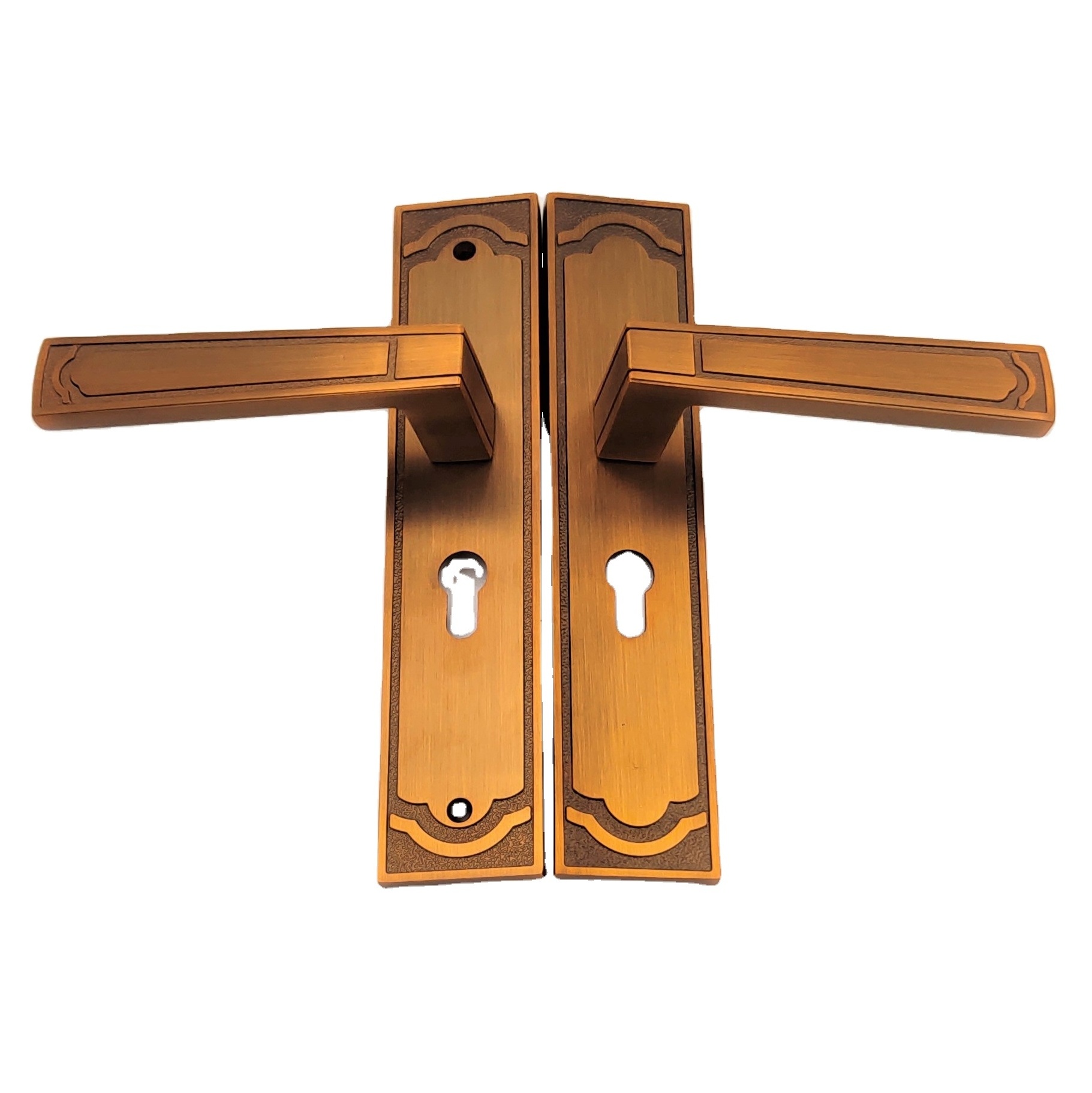 Yellow Antique Bronze Panel Indoor Door Lock Aluminium Alloy Hardware Locks and Handle  Door Lock Set Bedroom