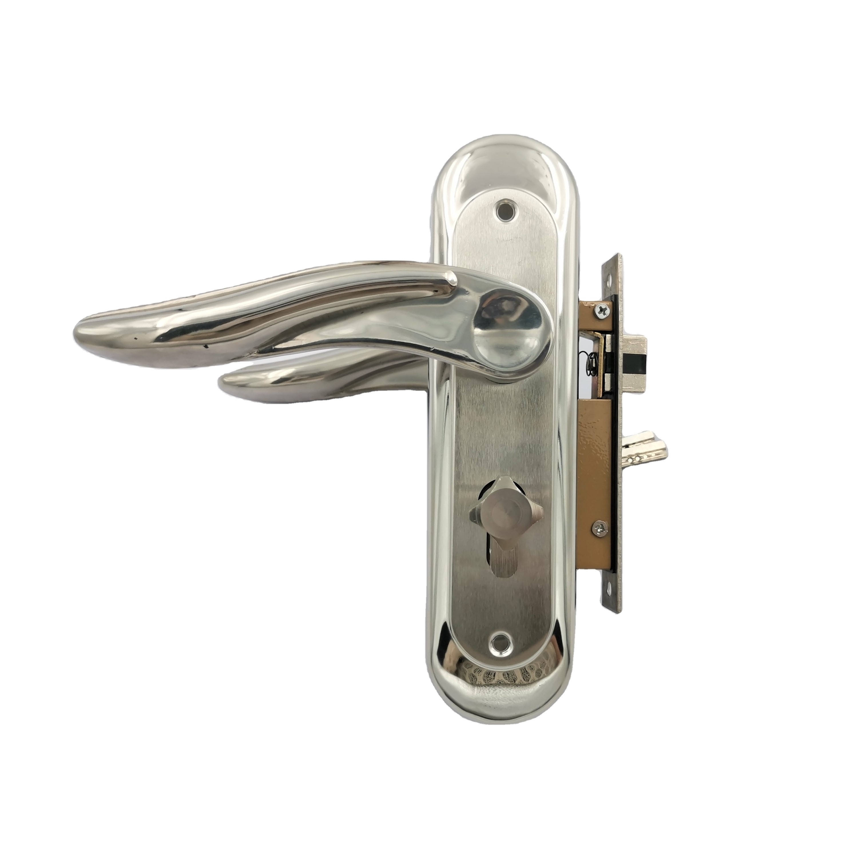 Stainless steel industrial double sided door lock handle set locks lever stainless steel