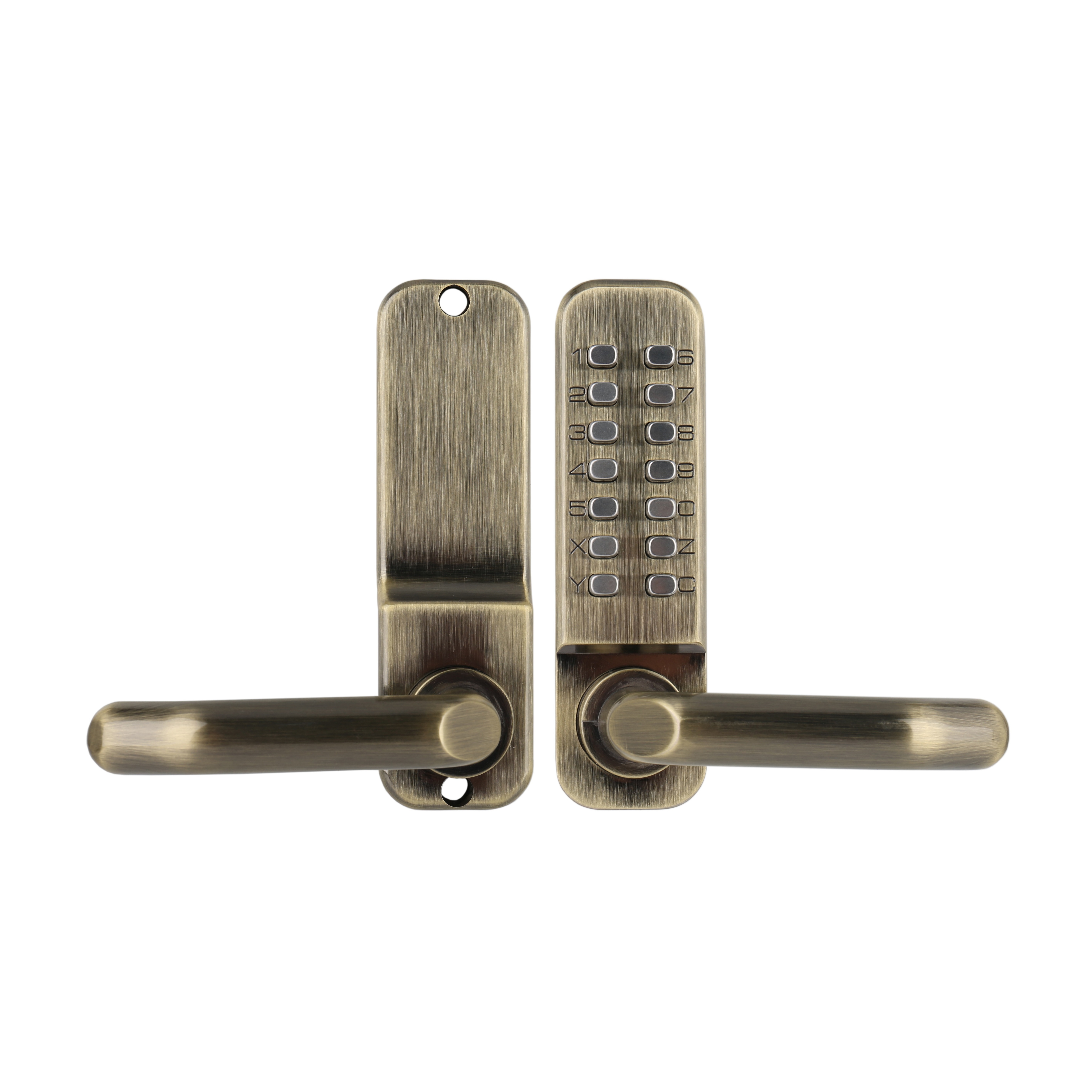 Numerical pin code mechanical push button keyless metal  front Double Sided Keypad Door Lock for Door with Handle