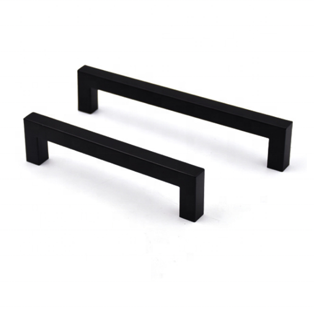 Modern Black Square Stainless Steel U-Shape Furniture Handles Popular Cabinet Pulls for Kitchen Cabinets and Wardrobe Drawers