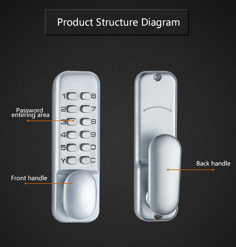 Keyless push pull digital combination coded door password lock mechanical, keypad deadbolt door lock with password