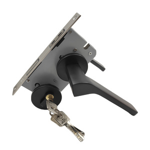 Magnetic mortise door lock Aluminium lever for door Matt black magnetic door lock