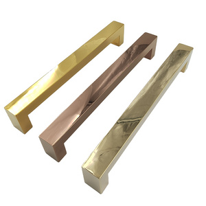 Mirror champagne gold 304 Stainless Steel Shower Glass Door Handle Bathroom Sliding door pull handles