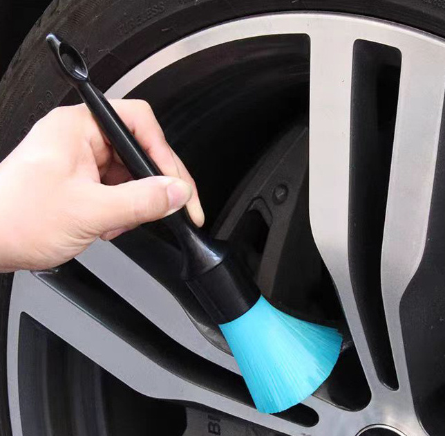 Car Wheel Rim Brush Auto Beauty Round Head Brush Plastic Handle Wheel Cleaning Brush Car Cleaning Maintenance Tool