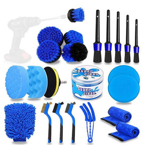 24 Pcs Car Detailing Brushes Kit Drill Detail Brush Set Cleaning Kit