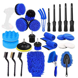 26 Pcs Car Washing Kit Detailing Brushes Cleaning Drill Soft Brush Attachment For Interior Exterior Wheel Dashboard Clean