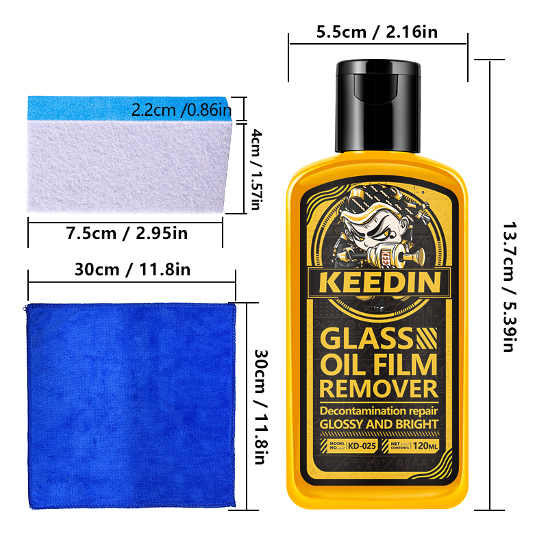 KD-025 120ml Water Stain Remover Gel Car Glass Oil Film Removing For Auto Windshield Home Glass Water Spot Remover