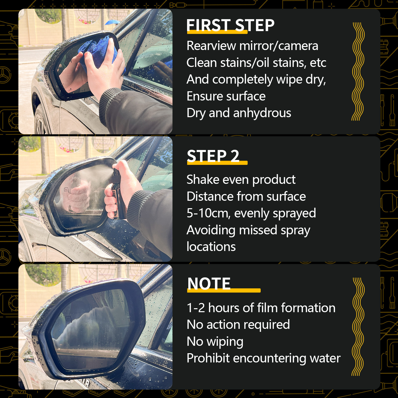 KD-048 Wholesale Waterproof Anti-rain Nano Ceramic Coating Car Rearview Mirror Spray Water Repellent Spray For Car Windows Glass