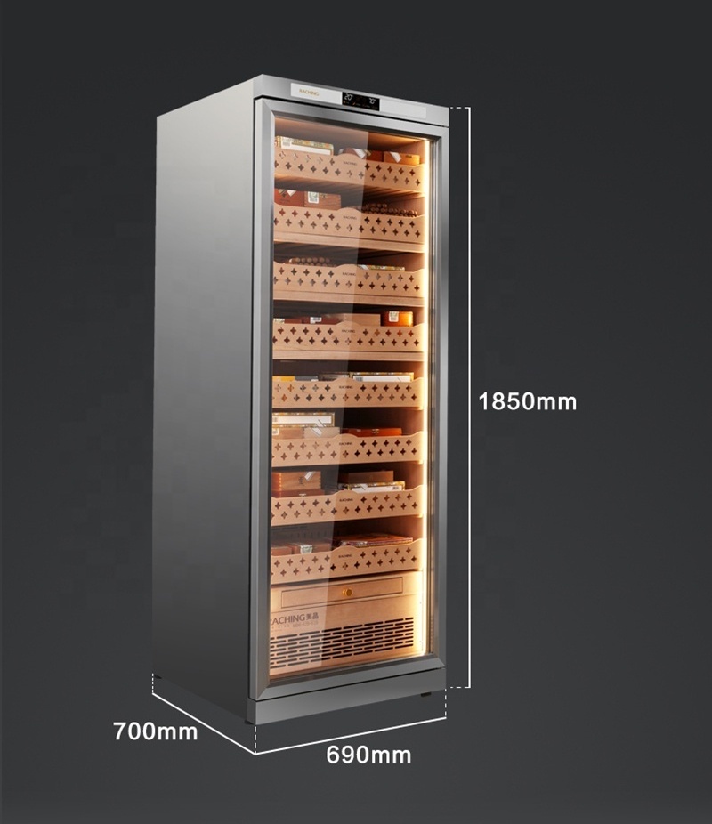 New Big Capacity Stainless Steel 3000ct  Cigar Cabinet Humidors With Spanish Cedar Wood Flow 1% Precise Controlled