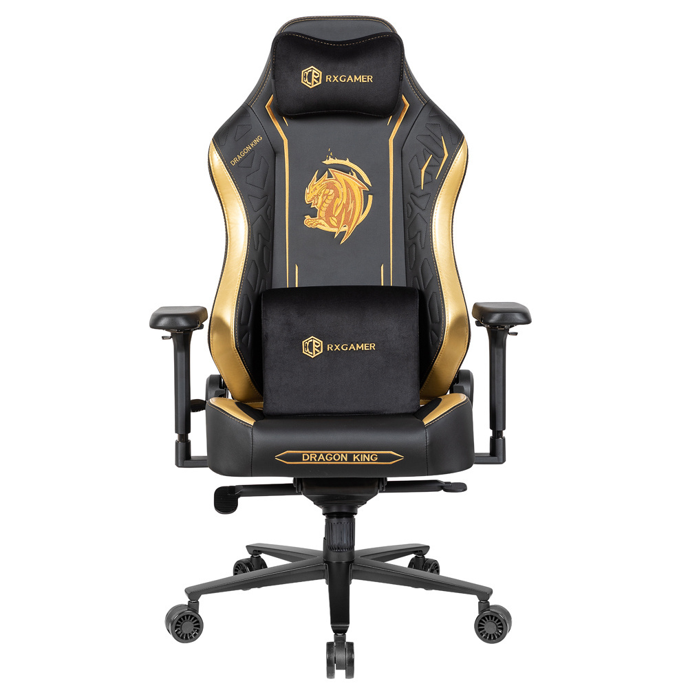 Most popular luxury black and gold magnetic memory foam head pillow silla gamer ergonomic swivel recliner gaming chair