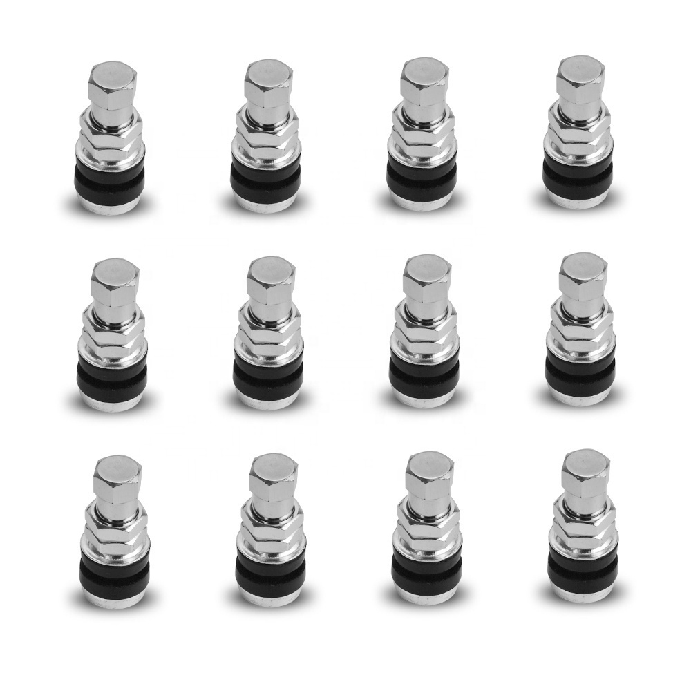 NiceCNC Set of 12pcs Short Chrome Metal Tire Valve Stems Bolts For ATV Go-karts Hot Rods