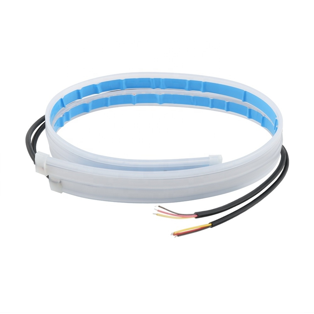 Bevinsee 2x 12V 60cm LED Flexible White Driving Lamp DRL Flowing Turn Signal Strip Light