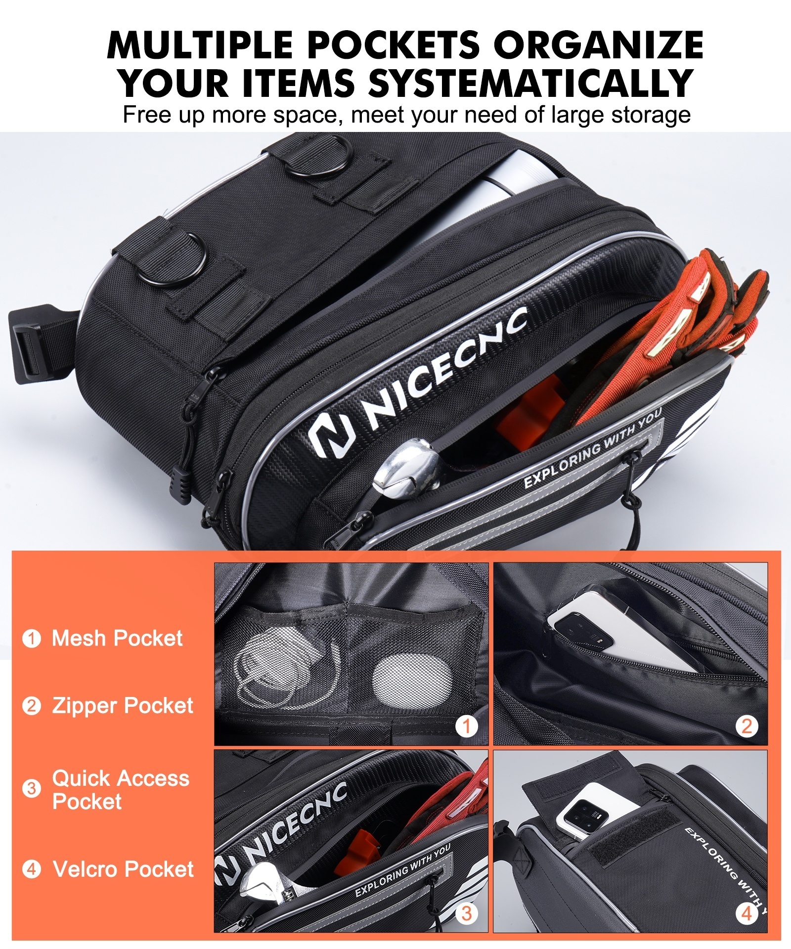 NiceCNC Motorcycle Universal Luggage Saddle Bags For KTM YAMAHA BMW R1250GS Dirt Bike