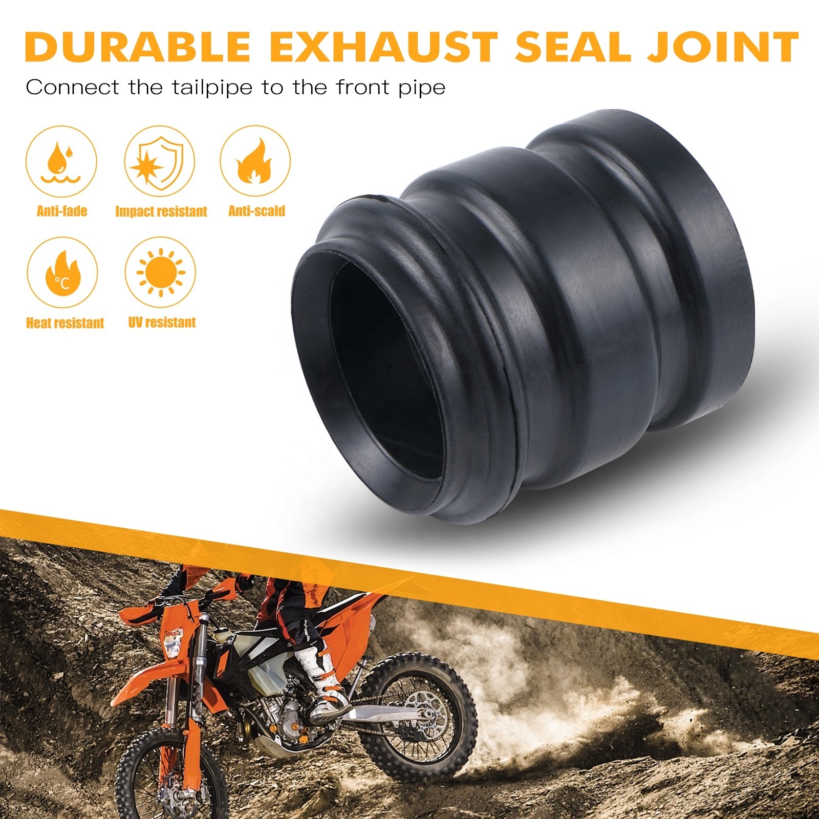 NiceCNC Exhaust Tailpipe Rubber Joint Seal For KTM 250/300 EXC/MXC/XCW/XC/SX/6D/Freeride 1998-2016