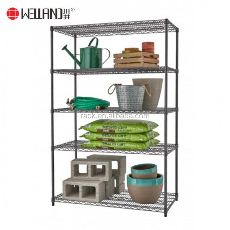 800lbs Loading Weight Per Steel Shelf 5 Tiers NSF Metro Office Industrial Storage Racking Wire Metal Shelving in Chrome Finish