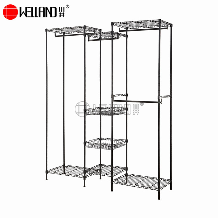 Steel 5 Hang Hanging Adjustable Freestanding Wardrobe Metal Clothes Tidy Organiser Closet Shelving Storage Rack Wire Shelf