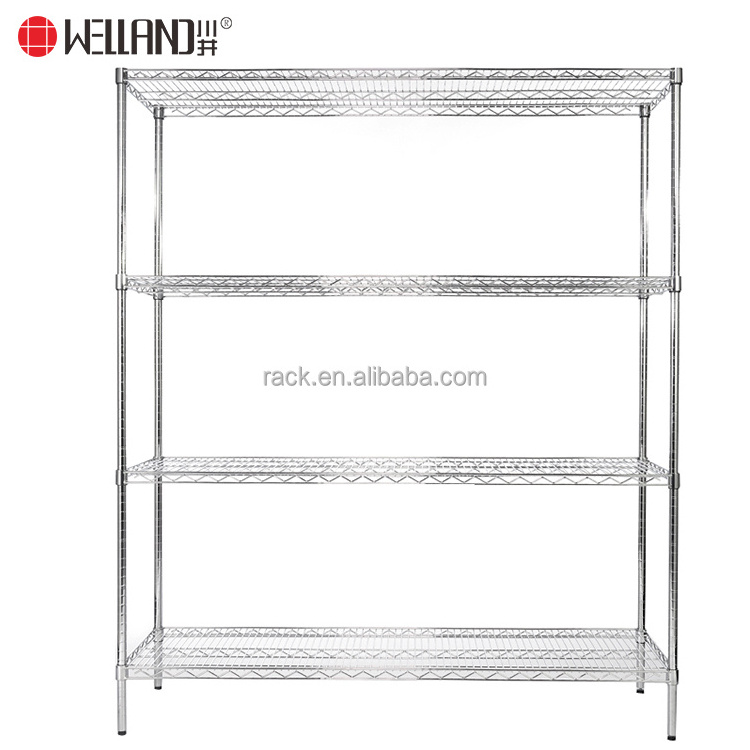 Metro Standard Heavy Duty Commercial Chrome Wire Shelving Unit 4 Tiers Kitchen Stainless Steel Wire Shelving