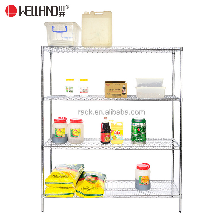 Metro Standard Heavy Duty Commercial Chrome Wire Shelving Unit 4 Tiers Kitchen Stainless Steel Wire Shelving