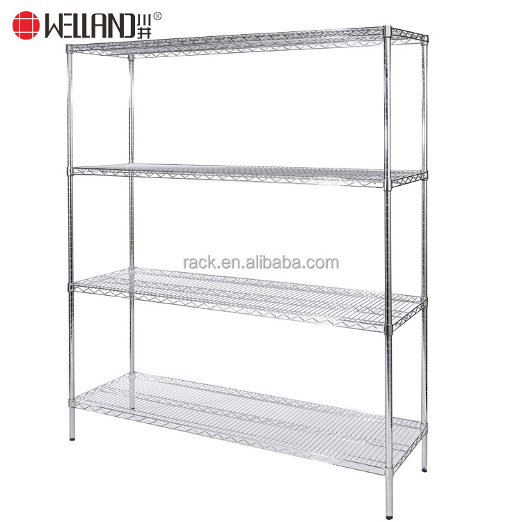 Metro Standard Heavy Duty Commercial Chrome Wire Shelving Unit 4 Tiers Kitchen Stainless Steel Wire Shelving