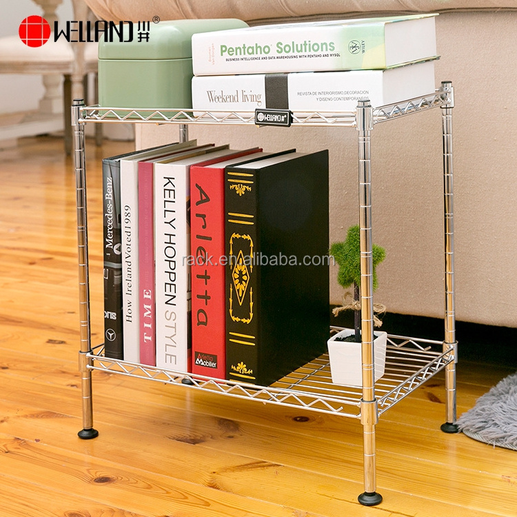 Mini Book Shelf Home Use Furniture Small Adjustable Steel Wire Frame Chrome Shelf