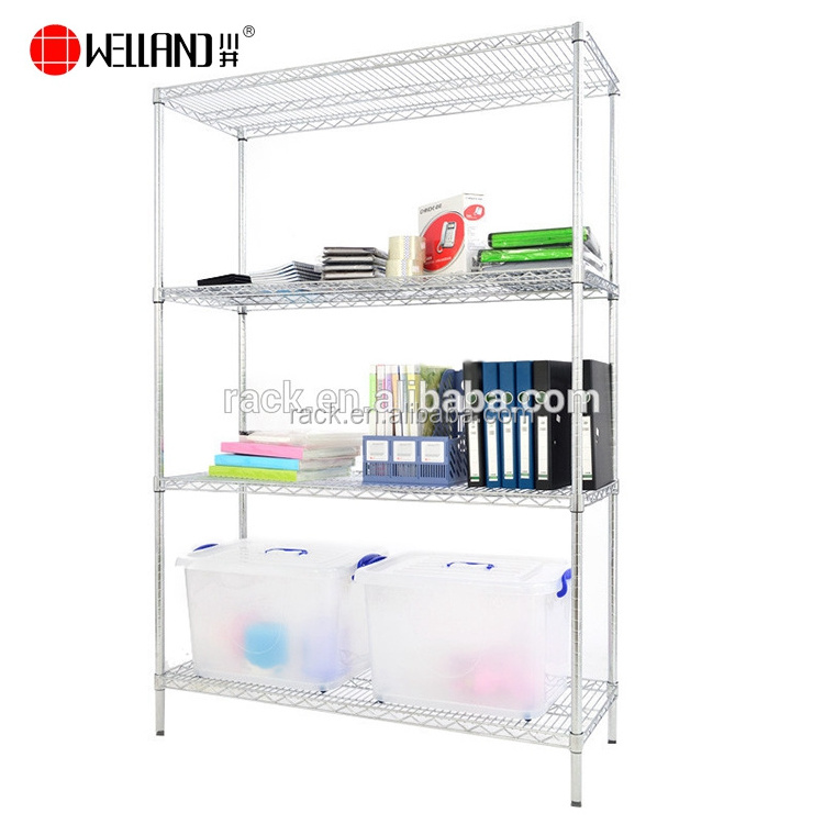 High quality 4 tier unit office chrome wire rack metal shelf and shelving