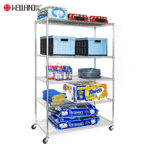 In Stock Factory NSF Approval WELLAND 5 Tier Heavy Duty Metal Wire System Mesh Shelving