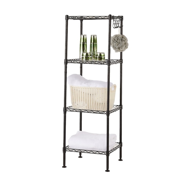 Best Seller Wholesale Household Storage Furniture Manufacturer 4 Tier Square Wire Shelf