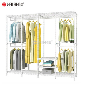 Home Garment Shelf Closet Organizer Freestanding Open Portable Clothes Hanger Wardrobe with Adjustable Shelves