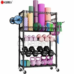 2023 New Design Dumbbells Yoga Mat Storage Rack Organizers Portable Home Gym Shelving