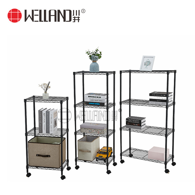 NSF Approved 3 Wheels Easy Moving Rack Wire Shelving Shelf for Household Storage