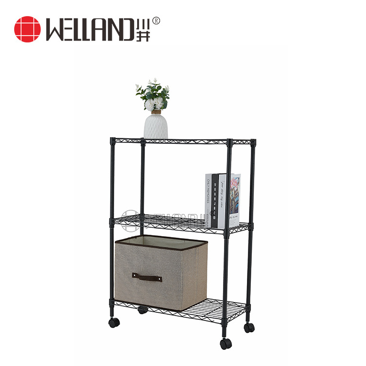 NSF Approved 3 Wheels Easy Moving Rack Wire Shelving Shelf for Household Storage